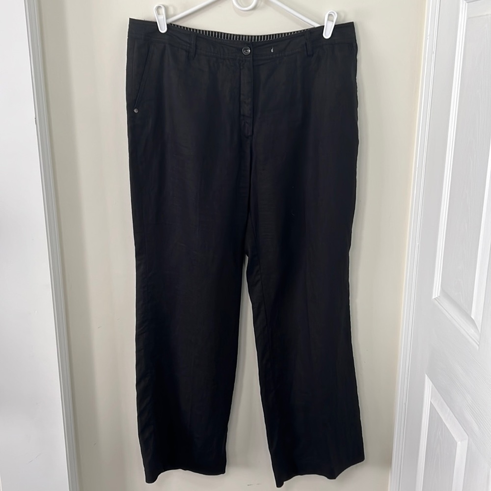 Olsen 100% linen Relaxed Fit Straight Wide Leg Linen Pant Size XL